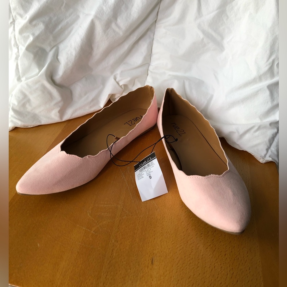 Faux suede ballet flats - pink